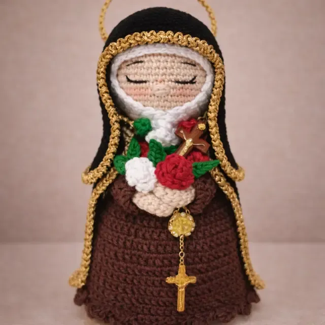 Santa Terezinha do Menino Jesus com rosas brancas e vermelhas