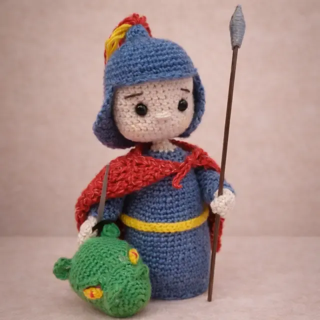 Santo guerreiro romano com armadura azul e cajado